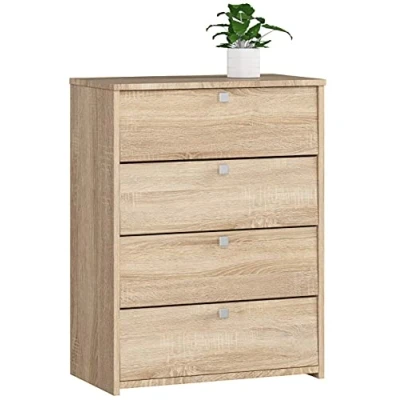 Imagen de AKORD Zapatero con 4 compartimentos y Puertas abatibles Armario cerrado Contenedor para zapatos L60 x H80 P33 cm, peso 29 kg Color: Roble Sonoma