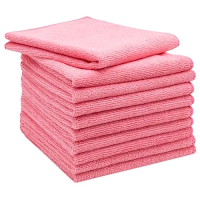 Imagen de ZOLLNER Set de 10 paños Microfibra para un Brillo sin Rayas Limpieza Pelusas y Muy absorbentes Lavables hasta 60C 32x32cm en Rosa Calidad hotelera