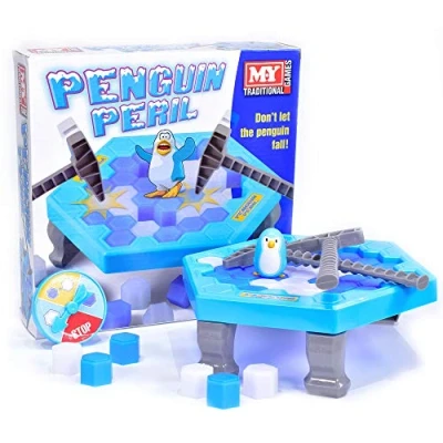 Imagen de M.Y Penguin Peril Juego de Mesa Familiar para niños 2 a 4 Jugadores, rompehielos, desafío caída pingüino