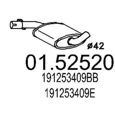 Imagen de MTS 01.52520 Silenciador Intermedio 650 VOLKSWAGEN: GOLF 2