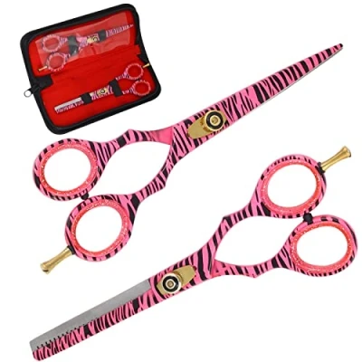 Imagen de SS INSTRUMENTX tijeras peluqueria, Set de entresacar peluquería 6.0 pulgadas, cortar Pelo para Peluqueros, Barberos y Cortes en Casa (Rosa)