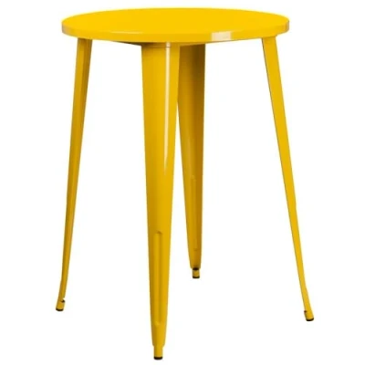 Imagen de Flash Furniture Mesa de Altura Barra Redonda Metal para Interiores y Exteriores Grado Comercial Pulgadas, Amarillo, 30&quot; Round