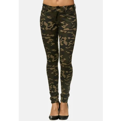 Imagen de Elara Pantalón Elástico de Mujer Skinny Fit Jegging Chunkyrayan Ejercito Verde A92 Army 40 (L)