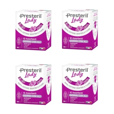 Imagen de Lady P Compresas exteriores de día con alas algodón 100% biodegradable, 4 paquetes 10 unidades (total 40)