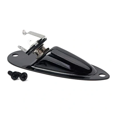 Imagen de Alnicov Salida de entrada barco Jack Plate Socket con tornillos para Fender Strat Guitar Negro