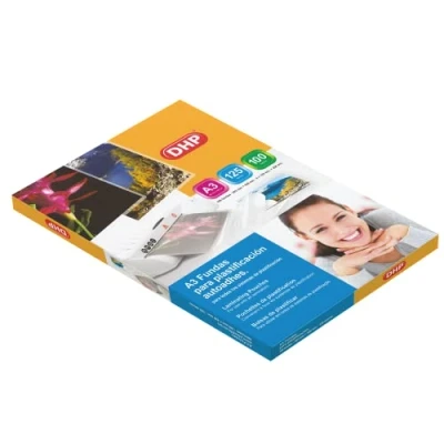 Imagen de Fundas de Plastificar DHP Formato A3 autoadhesivas, 125 micras, Brillo, Caja 100 unidades