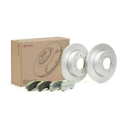 Imagen de BREMBO KT 10 055 Kit de discos y pastillas freno macizo sin accesorios con tornillos preparado para indicador desgaste