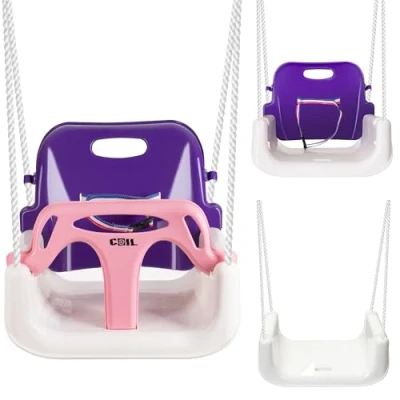 Imagen de COIL columpio infantil para exteriores, 3 en 1, ajustable niños, interior con respaldo, interiores y niños (C0348 rosa)