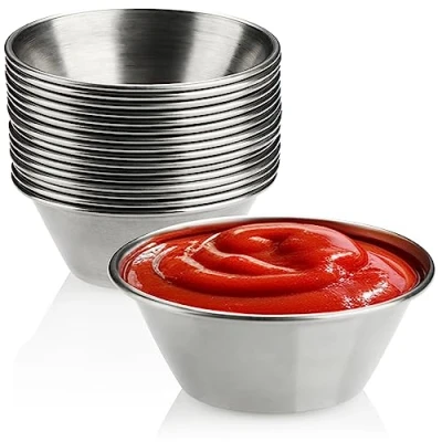 Imagen de COM FOUR® 16x tazones para salsa tazón pequeño salsas y aperitivos de especias acero inoxidable (016 piezas 6 x 2,5 cm)