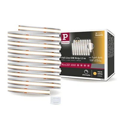 Imagen de Paulmann 71050 MaxLED 1000 strip LED Full Line COB individual 2,5m 30W 2700lm 528LED/m 2700K regulable, plateado, plástico
