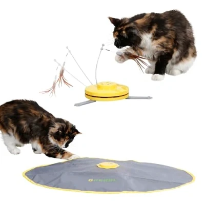 Imagen de Kerbl Juguete para Gato 2 en 1 con Plumas de Cola, 70 x 53 5 cm
