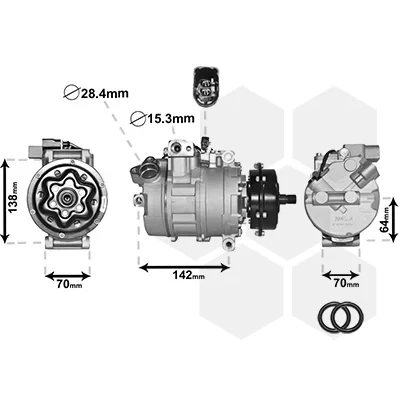 Imagen de VAN WEZEL 5800K087 Compresor de Aire Acondicionado 7SEU16C 12 PAG 46 R 134 a con accesorios VOLKSWAGEN: Touareg I, Multivan 5 (7HM, Transporter Bus