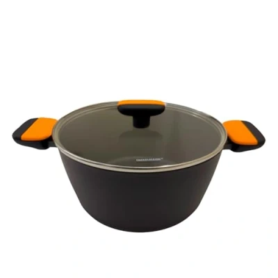 Imagen de Fackelmann Soft Olla con Tapa, Antiadherente, 24 cm, Aluminio Forjado, Revestimiento Cerámico Greblon Libre de PFA, Apta para Inducción, Vitro, Gas y Horno, Asas Suaves Silicona, 1 ud.