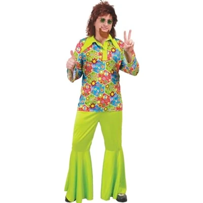 Imagen de FIESTAS GUIRCA Disfraz Hippie Flower Power para Hombre Conjunto de los Años 70 Hippy 60 Talla XXL