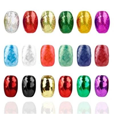 Imagen de Juego de 18 cintas colores cada una 20 metros, cinta regalo, para decorar y envolver regalos, Navidad Adviento