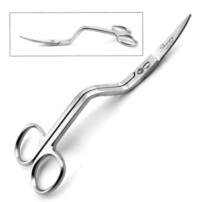 Imagen de Sharpy Tijeras para apliques, hoja de acero inoxidable 6 pulgadas con mango curvado doblado doble bordado, tela, hilo, tejer, costura, artes y manualidades