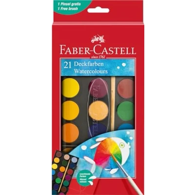 Imagen de Faber Castell 125027 estuche de acuarela 21 colores, incl. pinceles, pintura para la escuela y el tiempo libre