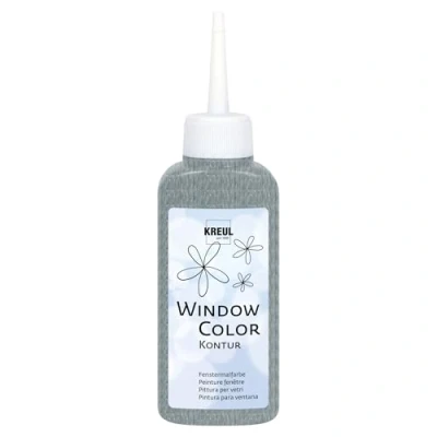 Imagen de KREUL 42773 Pintura para contornos Window Colour, plata 80 ml, delinear mejor los motivos, superficies lisas como cristal, espejos y azulejos