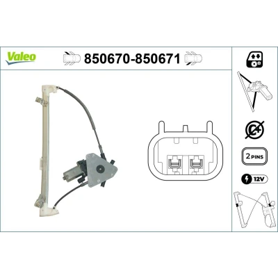 Imagen de Valeo Elevalunas Atrás izquierda eléctrico con electromotor sin función de confort 850670 PEUGEOT: 406 Berlina, Familiar
