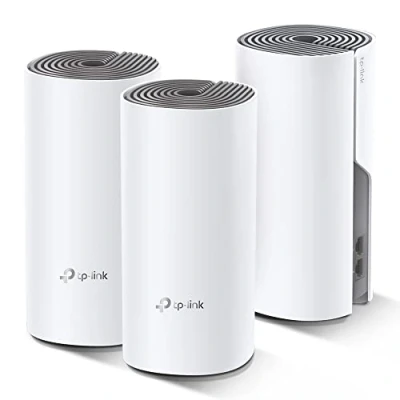 Imagen de TP Link Deco E4 (3 Pack) AC1200 Repetidor de Wifi, Mesh WiFi Inteligente, Doble Banda hasta 350m², 2xPuertos 100/10 Mbps, MU MIMO, 100 Dispositivos, Adecuado para Xiaomi Mi Box