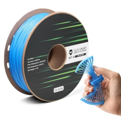 Imagen de SainSmart filamento de TPU 1.75 mm, flexible GT 3 para impresión alta velocidad 500 mm/s, resistente a los rayos UV, azul, carrete 2.2 libras, precisión dimensional +/ 0.04 mm