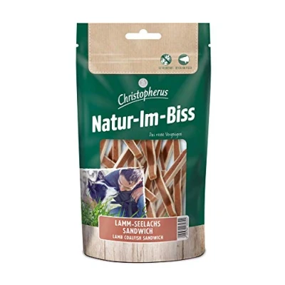 Imagen de Christopherus kausticks para Perros, Cordero de Mar salmón Sandwich, Aire Caliente getr ocknet, Natural en picada, 70 g