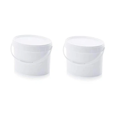 Imagen de 2 cubos de 18 l con tapa, aptos para alimentos, cierre original, juego unidades