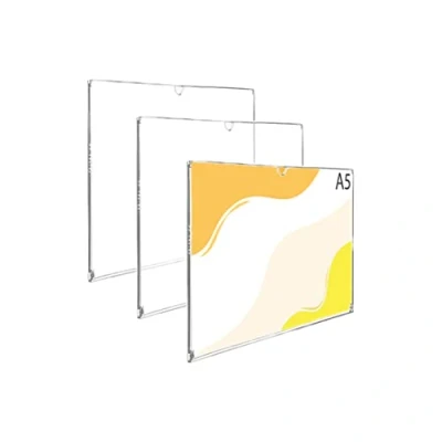 Imagen de Danieli Store Kit de 3 Soporte Policarbonato A5 Resistente para Pared. Expositor Pared Transparentes con Adhesivo Superficies Duras. Porta Carteles Apertura 180. Antirrayas