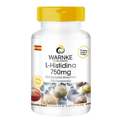 Imagen de L Histidina 750mg Altamente dosificada Vegana Aminoácido 100 Comprimidos Warnke Vitalstoffe Calidad de farmacia alemana