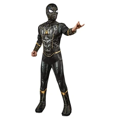 Imagen de Rubies disfraz oficial de Marvel Spider Man No Way Home Deluxe para niños, traje Negro Y dorado, superhéroe Oro, Small