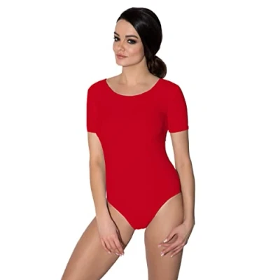Imagen de Aquarti Maillot de Danza y Gimnasia Manga Corta para Mujer, Rojo, 42