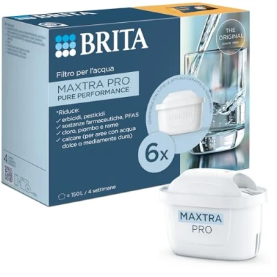 Imagen de BRITA Maxtra Pro Filtro de agua para grifo All in 1, paquete 6 filtros, reduce el cloro, la cal y PFAS, compatible con jarra filtrante
