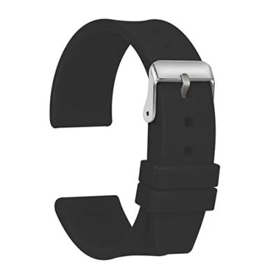 Imagen de ULLCHRO Correa Reloj Calidad Alta Recambios Relojes Caucho Suave Flexible Hombre Mujer 16, 18, 20, 22, 24, 26, 28mm Silicona con Hebilla de Acero Inoxidable (24mm, Negro)