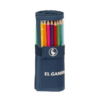 Imagen de Safta EL Ganso Classic Estuche Enrollable Útiles Incluidos, Infantil, Niño, Ideal para Niños de 5 a 14 Años, Cómodo y Versátil, Calidad Resistencia, 7x20 cm, Color Azul Marino