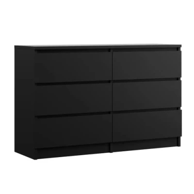 Imagen de 3E 3xE living.com Cómoda 6 cajones 120 cm, Color: Negro Mate, L: P: 39 A: 79 cm