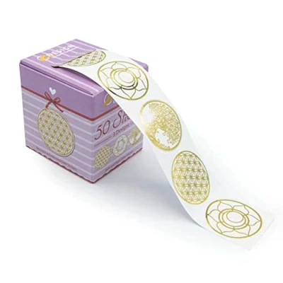Imagen de Avery Zweckform 56817 A Pegatinas en rollo, 38 mm, envase resistente, 50 pegatinas, dispensador, con texto «Viel Glück»