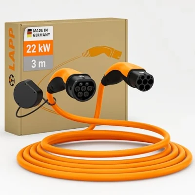 Imagen de LAPP MOBILITY Cable de Carga Helix Tipo 2 22 KW/Auto retráctil / 32 A/trifásico/Cable para Coche/Modo 3 3m, Naranja