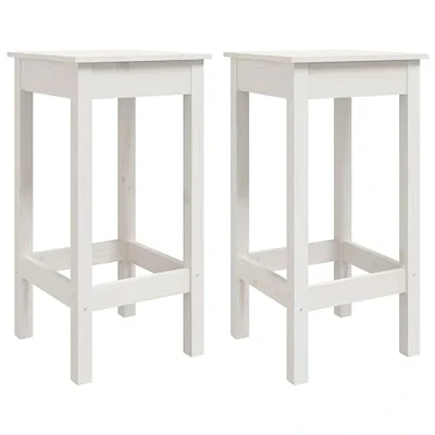 Imagen de vidaXL 2X Taburetes Altos Bar Silla Asiento Sillón Restaurante Cocina Dormitorio Decoración Cafetería Comedor Madera Maciza de Pino Blanco