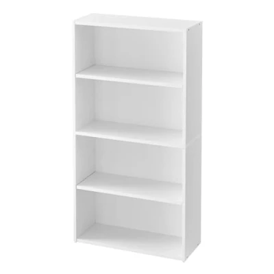 Imagen de VASAGLE Librería de 4 Niveles, Estantería Libros, Organizador con Compartimentos, Estantes Abiertos y Ajustables, para Sala Estar, Oficina, Dormitorio, Blanco Nube LBC164T14