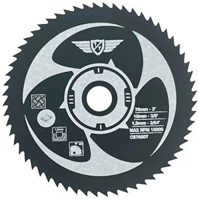 Imagen de 1 hoja de sierra TopsTools CS7660T 76 mm, 60T, 10 compatible con Bosch, GWS 12V 76, Milwaukee, M12FCOT, Parkside PWSA 12 lI Worx WX424 300W WA5030 WA5031 WA5032 WA5033