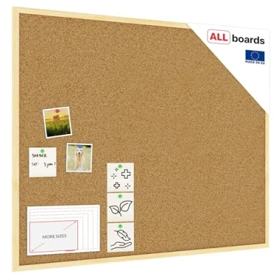 Imagen de ALLboards Tablón de Corcho con Marco Madera 100x80cm, Anuncios