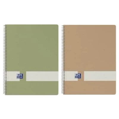 Imagen de Oxford Nature Cuadernos A4+ cuadrícula 5x5, tapa dura cartón reciclado, 80 hojas microperforadas, pack 2 libretas, colores neutros