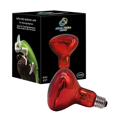 Imagen de Aqua Terra Lighting Lámpara de calor infrarroja 150 W para reptiles, anfibios e invertebrados, foco R95 con base rosca estándar E27 adecuada calefacción viveros