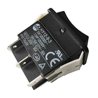 Imagen de Interruptores de Pulsador Eléctrico Industrial KEDU Gran Corriente On Off Interruptor Basculante HY12 9 3 1.5HP 6Pins Tab 20A 125/250V, 2 Pack
