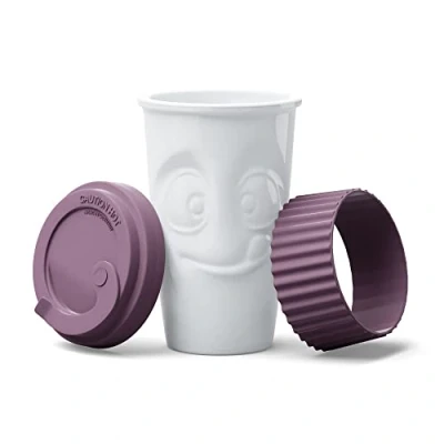 Imagen de FIFTYEIGHT PRODUCTS ToGo Lecker Taza (porcelana, 400 ml), diseño de bayas vino
