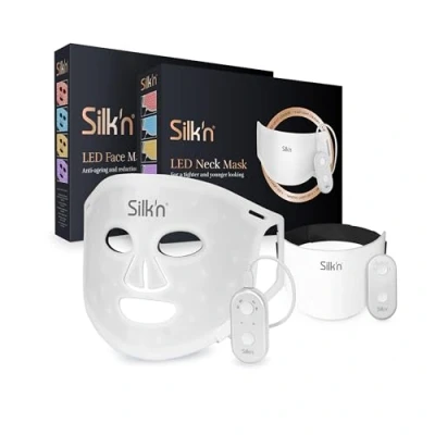 Imagen de Silk&#039;n Máscara LED para cara y cuello Set Face and Neck I Cuidado de la piel contra seca, arrugas, acné e impurezas Efecto revitalizante calmante Blanco