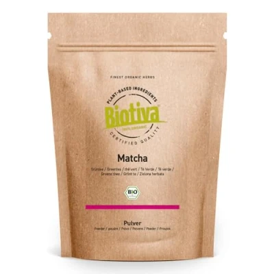 Imagen de Biotiva Té Matcha ecológico 100g Original en polvo Embotellado y controlado Alemania (DE ÖKO 005)