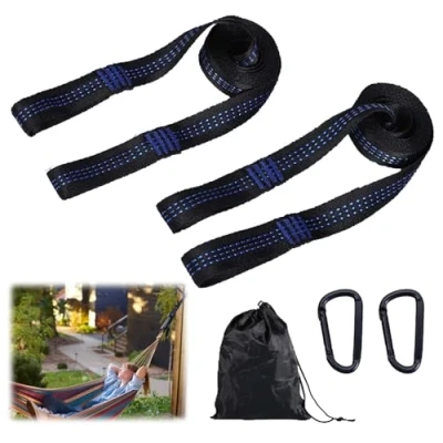 Imagen de LDBKLGHJ 2 Piezas Hamaca Correas, Suministros para colgar hamacas y columpios, soporte hamaca, con mosquetones acampar al aire libre, accesorios árbol de yoga, columpio