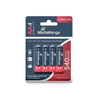 Imagen de MediaRange MRBAT144 Household Battery Single Use AA Zinc Carbono 1,5 V Pilas (Single Battery, AA, Carbono, Cilíndrico, V, 4 Pieza(s))