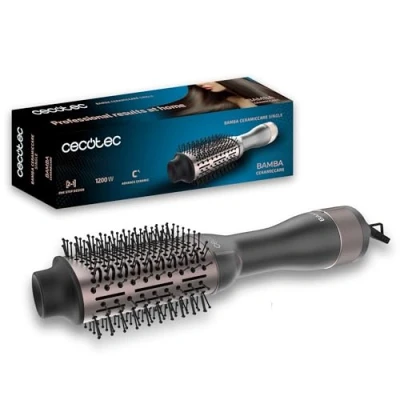 Imagen de Cecotec Cepillo de Aire Bamba CeramicCare Single, 1200W, Gris, Diseño One Step, 2 en 1, Deslizamiento ultrasuave, 3 Temperaturas, Velocidades, Función Frio, Protección Sobrecalentamiento